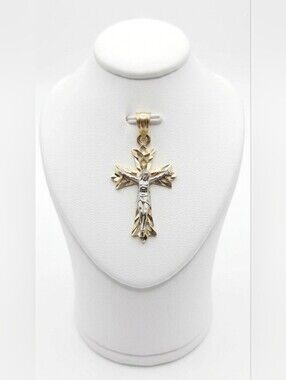 10k Gold Two-Tone Crucifix Pendant [1"]